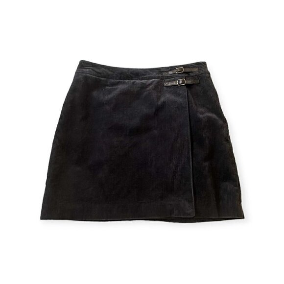 Boden Gray Corduroy Kilt Mini Skirt, Size US12R, Faux Wrap - Picture 4 of 11